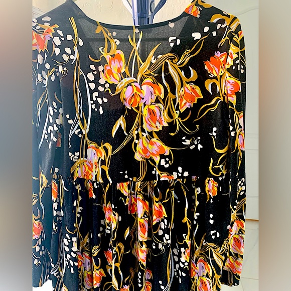 Free People Bella Floral Print Babydoll Waist Tunic Top - Picture 5 of 11